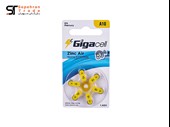 باتری سمعکی بدون جیوه کارتی سایز A10 بسته 6 عددی گیگاسل