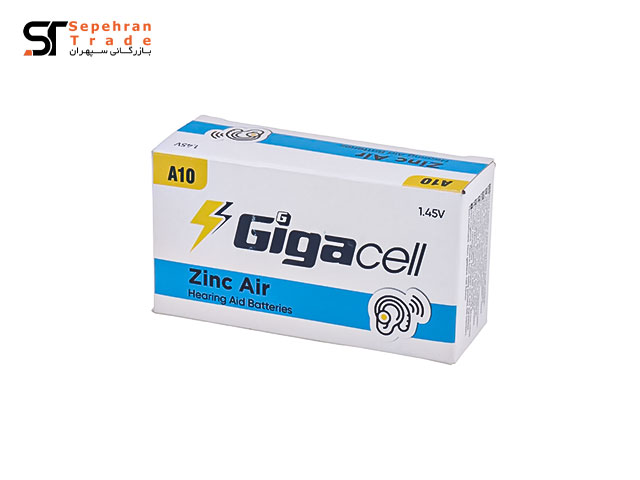 باتری سمعکی بدون جیوه کارتی سایز A10 بسته 6 عددی گیگاسل