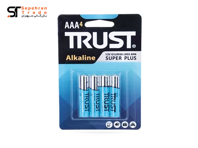 باتری نیم قلمی سوپر پلاس آلکالاین کارتی سایز AAA بسته 4 عددی تراست