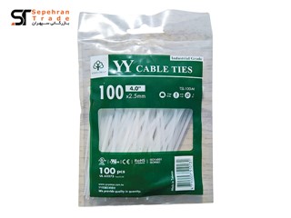 بست کمربندی پلاستیکی سایز 2.5*100 بسته 100 عددی سفید وای وای YY