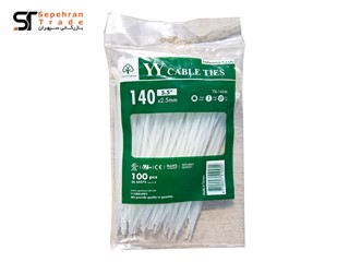 بست کمربندی پلاستیکی سایز 2.5*140 بسته 100 عددی سفید وای وای YY