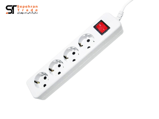 4 خانه ارت دار با کلید و کابل 5 متری پارت الکتریک