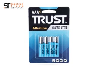 باتری نیم قلمی سوپر پلاس آلکالاین کارتی سایز AAA بسته 4 عددی تراست