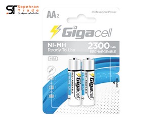 باتری قلمی 2300 میلی آمپر شارژی کارتی سایز AA بسته 2 عددی گیگاسل