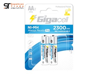 باتری قلمی 2300 میلی آمپر پرو شارژی کارتی سایز AA بسته 2 عددی گیگاسل