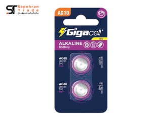 باتری سکه ای کارتی سایز AG10 بسته 2 عددی گیگاسل