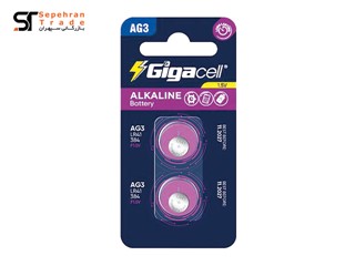 باتری سکه ای کارتی سایز AG3 بسته 2 عددی گیگاسل