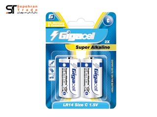 باتری متوسط سوپر آلکالاین کارتی سایز C بسته 2 عددی گیگاسل
