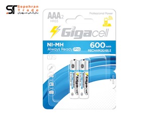 باتری نیم قلمی 600 میلی آمپر پرو شارژی کارتی سایز AAA بسته 2 عددی گیگاسل
