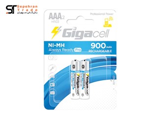 باتری نیم قلمی 900 میلی آمپر پرو شارژی کارتی سایز AAA بسته 2 عددی گیگاسل