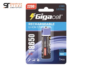 باتری پلیسی 2200 میلی آمپر 10C دکمه دار شارژی کارتی سایز 18650 گیگاسل