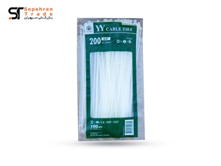 بست کمربندی پلاستیکی سایز 3.6*200 بسته 100 عددی سفید وای وای YY