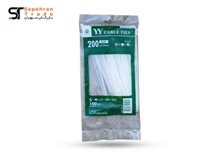 بست کمربندی پلاستیکی سایز 4.8*200 بسته 100 عددی سفید وای وای YY