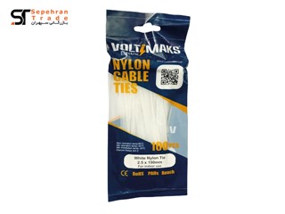 بست کمربندی پلاستیکی سایز 2.5*150 بسته 100 عددی سفید ولتی مکس Volti Max