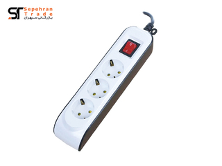سه خانه ارت دار با کلید و کابل 3 متری پارت الکتریک